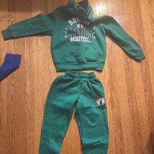 Kids Green Celtics Basketball Sweatpants Set